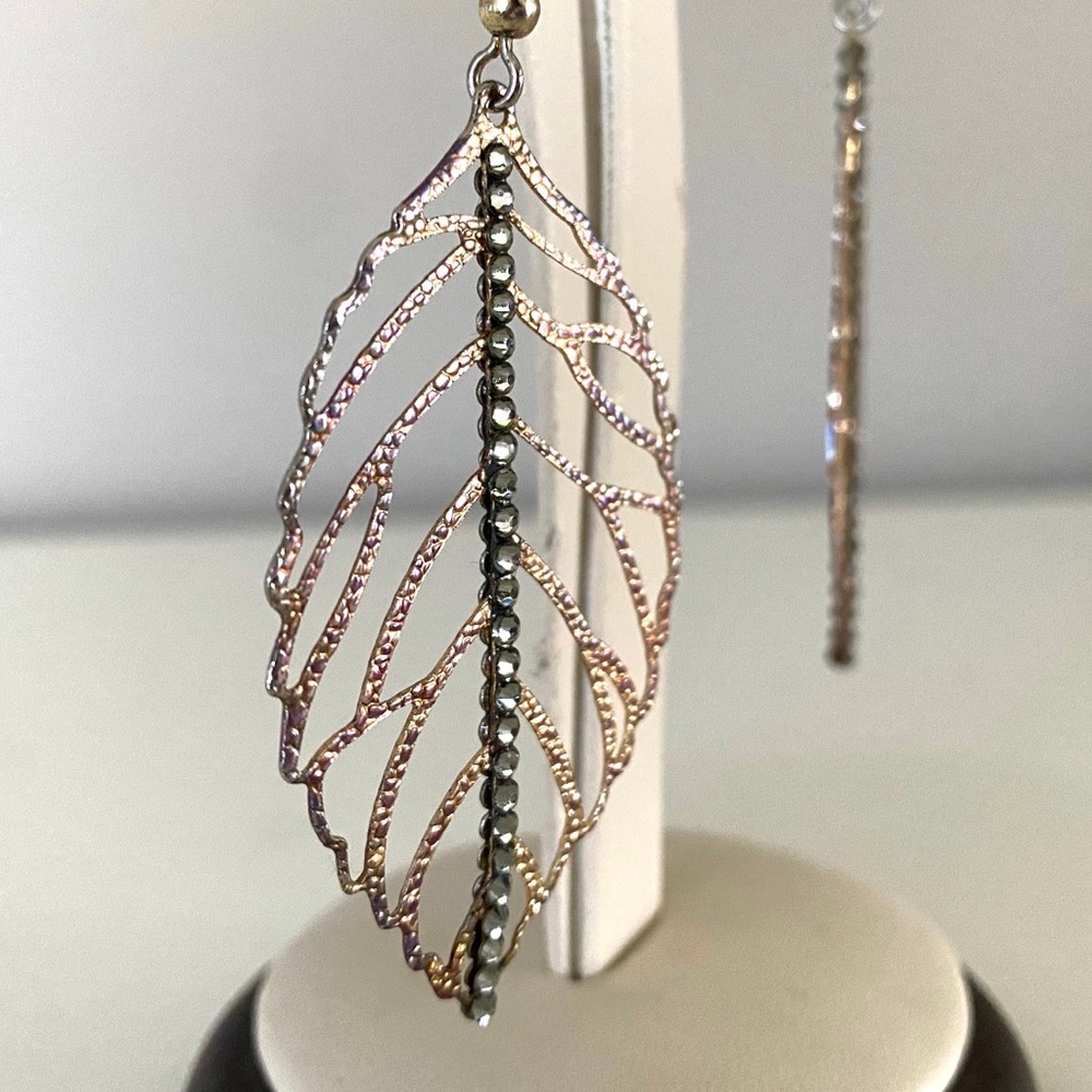 Sterling, Two-tone Leaf Earrings